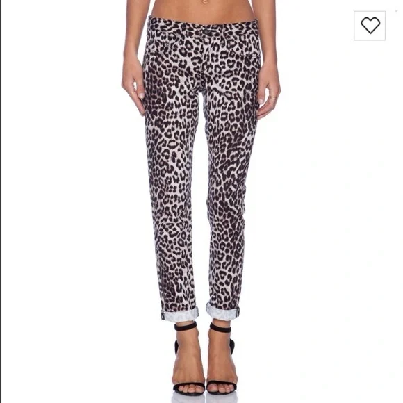 Rag & Bone Snow Leopard Print Boyfriend Jeans - Size 24 - Picture 1 of 6